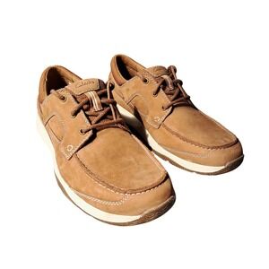 Clarks Sailview Lace Light Tan Nubuck Leather Boat Shoe Size 10